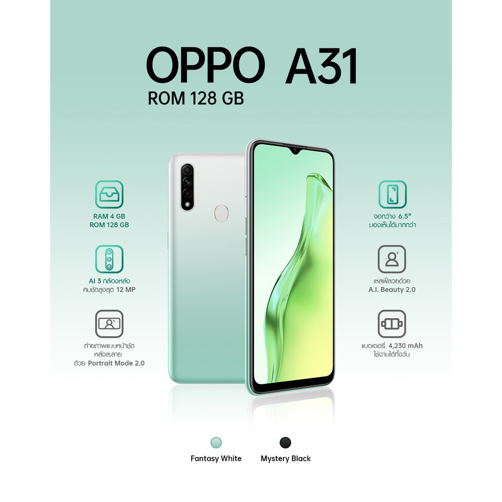 oppo-a31-ram4gb-rom128-แถมหูฟังฟรี-ประกันร้าน1ปี