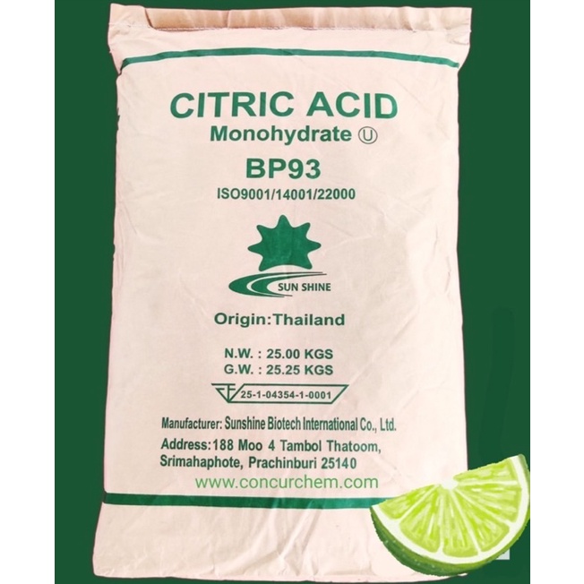 กรดมะนาว-ซิตริก-แอซิด-โมโนไฮเดรต-citric-acid-monohydrate-ขนาด25กิโลกรัม