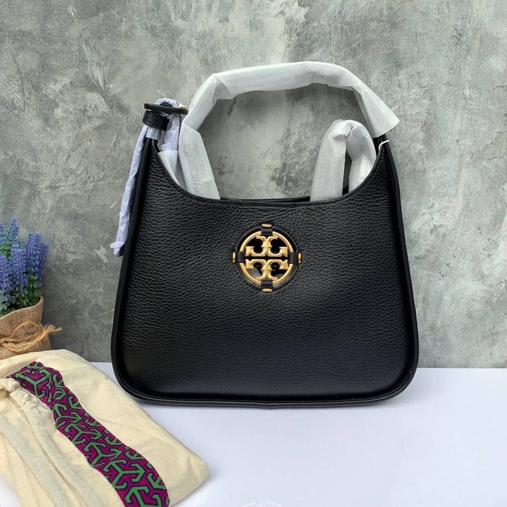 🎀 (สด-ผ่อน) กระเป๋าสะพาย 11 นิ้ว Shop 82982 สีดำ / 83999 สี Templanillo TORY  BURCH MILLER SMALL HOBO | Shopee Thailand