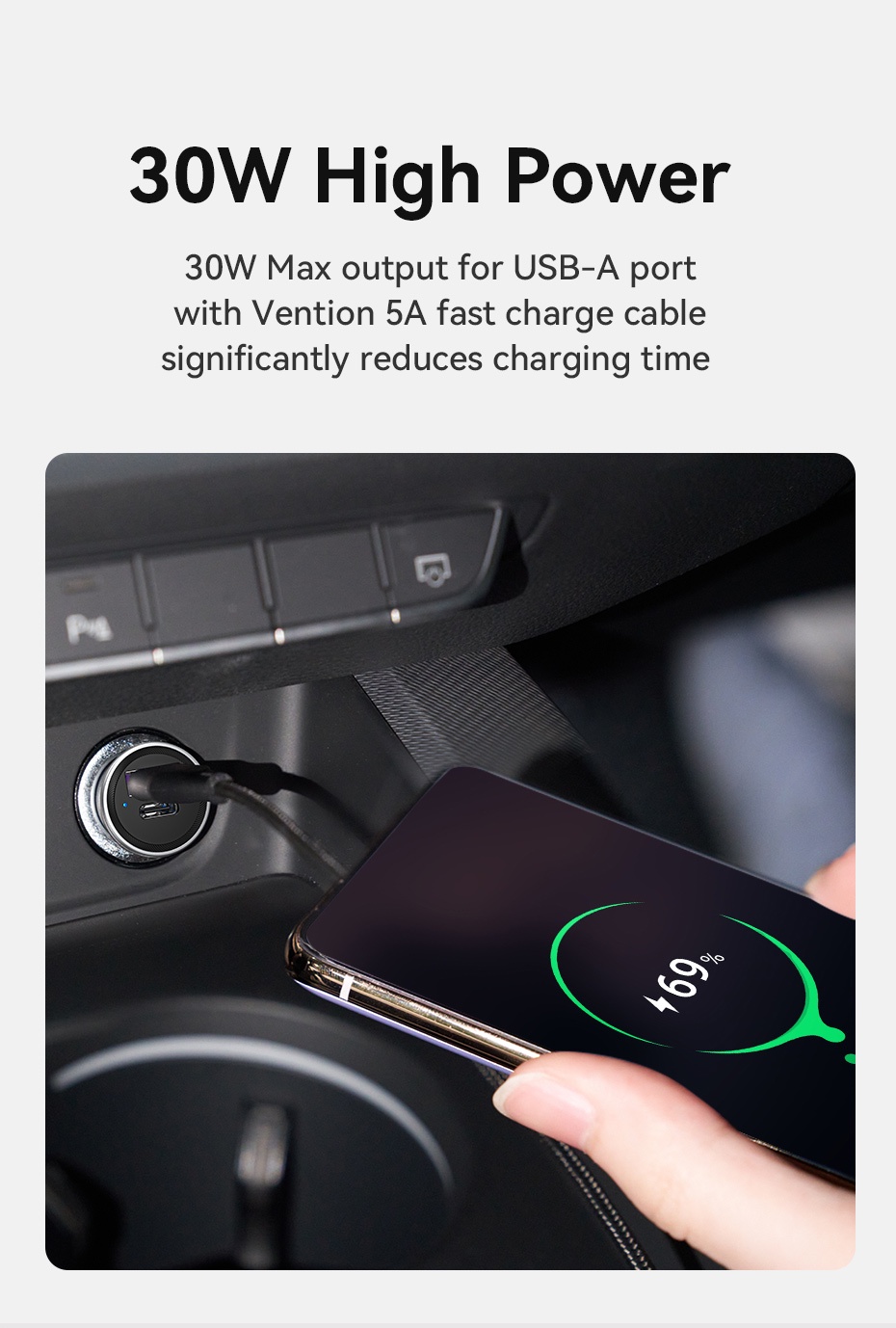 รูปภาพเพิ่มเติมเกี่ยวกับ Vention ที่ชาร์จในรถ 20W/30W ชาร์จเร็ว usb car charger อินเทอร์เฟซ USB A+Type C ที่ชาร์จในรถแบบพกพาขนาดเล็ก ใช้ในรถยนต์
