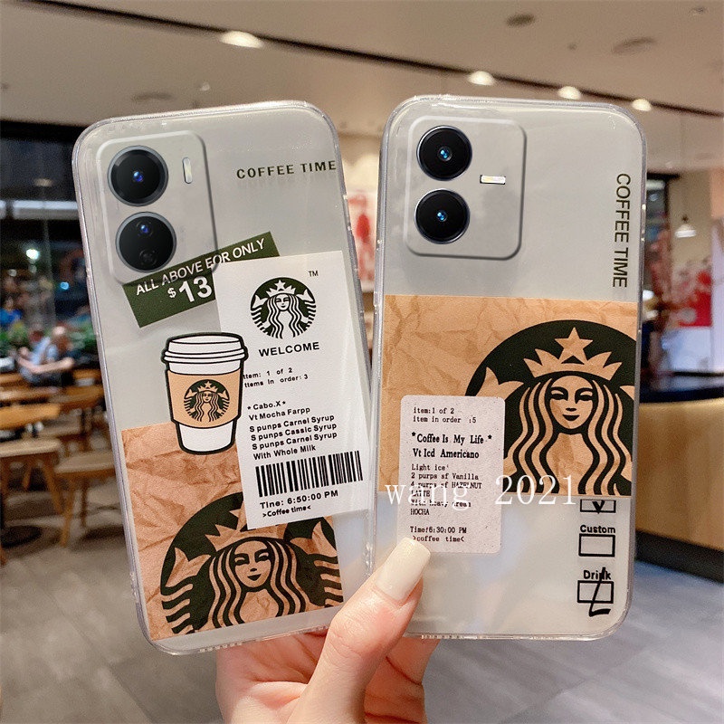 ready-to-ship-new-casing-vivo-y16-v25-v25e-v25-pro-5g-y35-2022-y22-y22s-เคส-phone-case-cute-creative-starbucks-pattern-clear-silicone-soft-back-cover-เคสโทรศัพท์