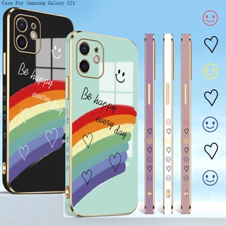 Compatible With Samsung Galaxy S21 S20 S10 FE Ultra Plus S21+ 5G สำหรับ Electroplating TPU Case Smile Lover Heart เคส เคสโทรศัพท์ เคสมือถือ