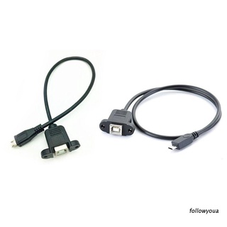 folღ 30cm/50cm Micro USB Male to USB 2.0 B Type Female Connector Cable Adapter with Panel Mount Screw Hole