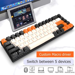 สินค้า คีย์บอร์ด Royal Kludge 68Key RK855 Backlit Bluetooth Wireless Wired Dual Mode Rechargeable Mechanical Keyboard ประกัน1ปี