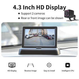 มอนิเตอร์รถยนต์ 4.3 นิ้ว TFT LCD รถ มองหลัง จอแสดงผล ระบบมองหลัง ที่จอดรถ สําหรับกล้องถอยหลังสํารอง รองรับ DVD พร้อมกล้อง