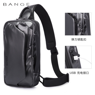 BANGE Men Shoulder cross body Bag Fashion Waterproof Chest sling Bag Messenger Bag Usb Casual man Bag