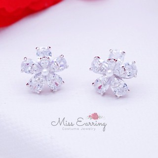 Miss Earring ต่างหูติดหูดอกไม้ อะไหล่เงิน สวยหวาน พร้อมส่ง