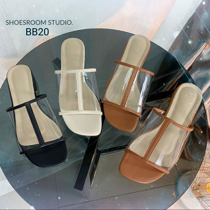 bb20-รองเท้าแตะหน้าสวม-สไตล์เกาหลี-เก็บหน้าเท้าด้วยพลาสติกใส