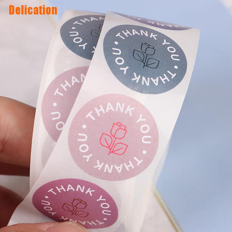 delication-สติกเกอร์-thank-you-ลายดอกไม้-500-ม้วน