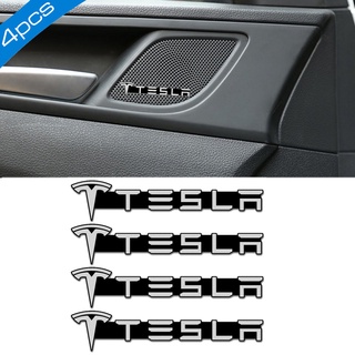 สติกเกอร์โลโก้รถยนต์ อัลลอย ขนาดเล็ก สําหรับตกแต่ง Tesla model3 modelS modelX 4 ชิ้น ต่อชุด