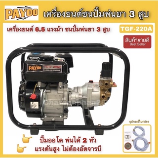 เครื่องพ่นยา3สูบแบบตั้งพื้น ปั้มพ่นยา3สูบ เครื่องยนต์ชนปั้ม3สูบ Payoo TGF220F พ่นยาลากสาย