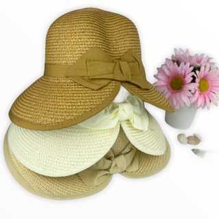 สินค้า หมวกสานผู้หญิง [รุ่นA010] สไตล์เกาหลี หมวกผ่าหลัง มีโบว์อยู่หลัง หมวกโบว์ใหญ่ หมวกกันแดด หมวกเที่ยวทะเล