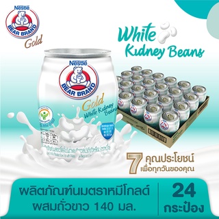 สินค้า นมสเตอริไลส์ไขมันต่ำ ตราหมีโกลด์ 140 มล. (24 กระป๋อง)  - สูตรผสมถั่วขาวและโปรตีนถั่วเหลือง