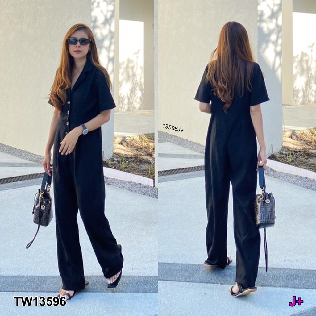 ภาพสินค้าSS13596 Jumpsuit จั๊มสูท คอปกฮาวาย กระดุมหน้า จากร้าน twinsskyshop บน Shopee ภาพที่ 5