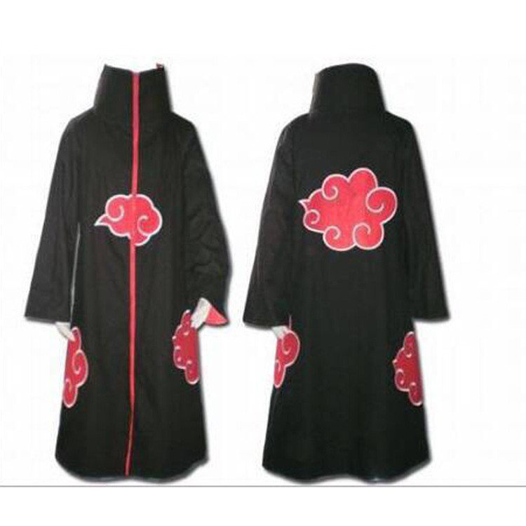 Naruto Akatsuki Cloak Anime Cosplay Costume Red Cloud Robe Four