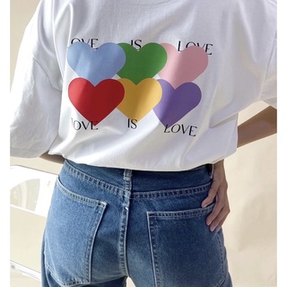 เสื้อยืดcalandfashionTeemsclub - LOVE IS LOVE 🏳️‍🌈 PRIDE PROJECT เสื้อยืดสกรีนลายหน้าหลังS-5XL