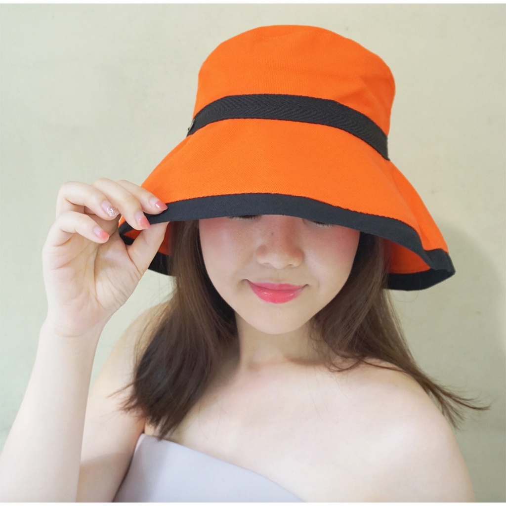 atipa-หมวกปีกกว้างแทนร่ม-สีส้ม-atipa-coco-classy-orange