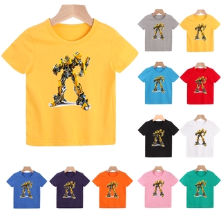 สินค้า Transformers 8 สีหม้อแปลงพิมพ์เด็กแขนสั้นผ้าฝ้ายระบายอากาศเสื้อยืด