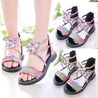 รองเท้าส้นสูงเด็ก/ Girls Sandals 2020 ฤดูร้อนเวอร์ชั่นเกาหลีของเจ้าหญิงรองเท้าแตะแฟชั่นสว่านน้ำโรมันรองเท้าแตะป้องกันการ