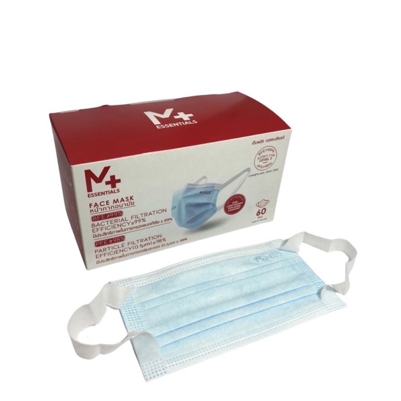 m-plus-astm-lv3-หน้ากากอนามัยทางการแพทย์-3-ชั้น-รุ่นหูเทป-ใส่สบายไม่เจ็บหู-ผ้านุ่มพิเศษ-ไม่เป็นสิว-กล่องละ-60-ชิ้น
