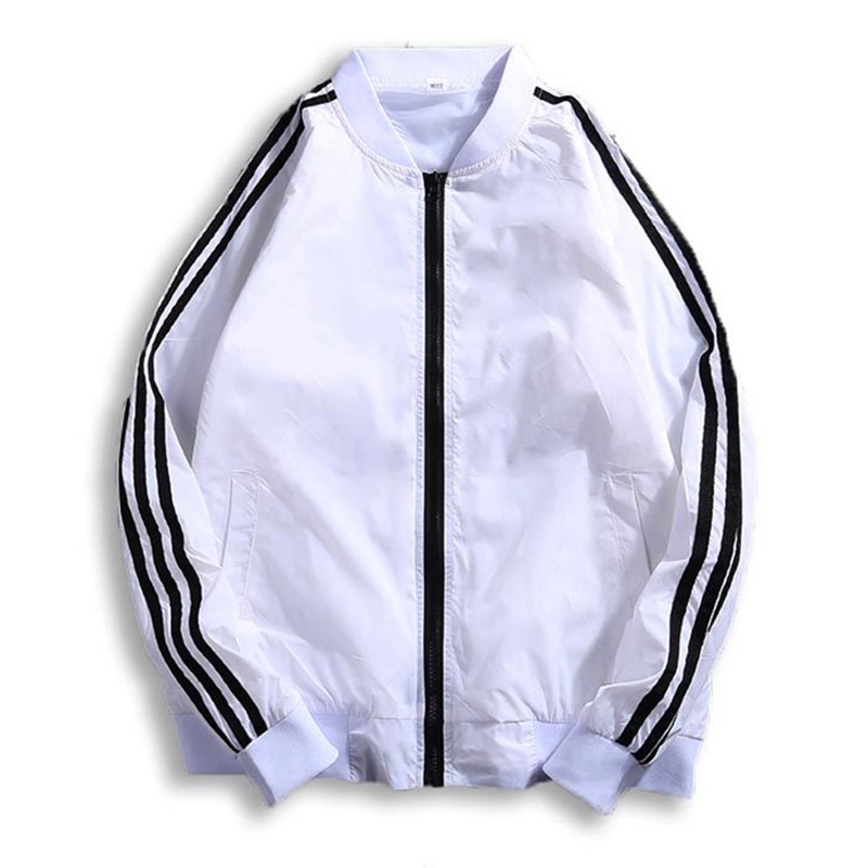 เสื้อคลุมแขนยาวผู้ชาย-lightweight-jackets-ผู้ชายฤดูเสื้อแจ็คเก็ตชายหญิง-สไตล์เกาหลี-เสื้อคลุมลำลอง-มีลายแถบ2เส้นที่แขนเส
