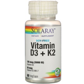 ภาพหน้าปกสินค้า[Exp11/2023] Solaray Vitamin D3 (5,000 IU) + K2 Soy-Free 125 mcg วิตามินดี วิตามินเค 60 VegCaps ที่เกี่ยวข้อง