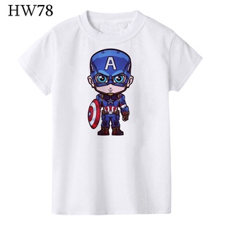 เสื้อยืดเสื้อเชิ้ตแขนสั้น พิมพ์ลายการ์ตูน Marvel Avengers Spider Man Captain America Iron Man สไตล์ใหม่ แฟชั่นสําหรับเด็