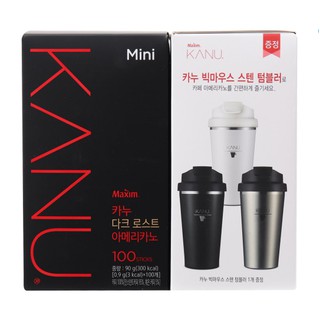 limited addition กาแฟเกาหลี maxim kanu mini dark roasted Instant americano coffee 0.9g(3kcal) × 100 sticks  + Free Gift