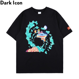 เสื้อยืดโอเวอร์ไซส์เสื้อยืด แขนสั้น พิมพ์ลาย Dark Icon สไตล์ฮิปฮอป ร็อคกี้ สตรีท เหมาะกับฤดูร้อน สําหรับผู้ชายS-3XL