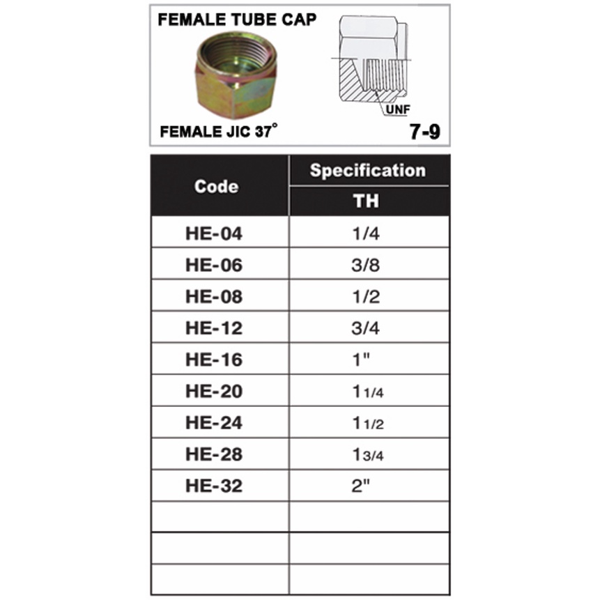 ข้อต่อไฮดรอลิค-ปลั๊กอุดตัวเมีย-hydraulic-female-jic-37-สำหรับหัวสายไฮดรอลิค-เกลียว-nj-jic-37-องศา-250-bar