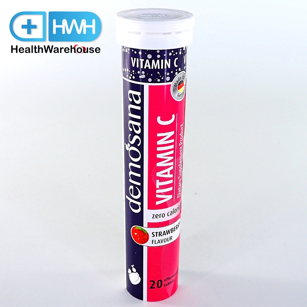 Demosana Vitamin C (Strawberry Flavour) เม็ดฟู่ 20 เม็ด ดีโมซานาเม็ดฟู่