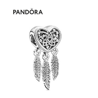 Pandora เครื่องรางดักฝัน รูปหัวใจ และขนนกสามแฉก สําหรับของขวัญวันเกิดผู้หญิง p825