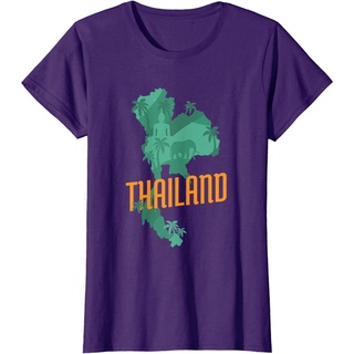 เสื้อยืดสีขาวประเทศไทยเสื้อยืดผู้ชาย Patriotic Thai National Thailand Map Buddha Statue Elephant T-Shirt Thailand Short