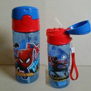 ลิขสิทธิ์แท้ กระติกน้ำ มีหลอดในตัว สไปเดอร์แมน Spiderman ขนาดสูง 19.5ซม. เส่าผ่าศูนย์กลางขวด 6 ซม. ขนาดความจุ 500ml