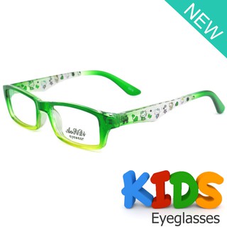 KOREA แว่นตาแฟชั่นเด็ก แว่นตาเด็ก รุ่น AORPIDI 1608 C-15 สีเขียวตัดเหลืองกรอบใส ขาข้อต่อ วัสดุ PC สำหรับตัดเลนส์