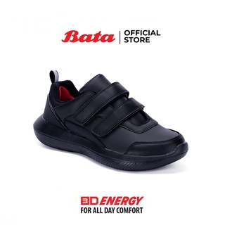 Bata บาจา  รองเท้านักเรียน ผ้าใบ ถูกระเบียบ สวมใส่ง่าย รองรับน้ำหนักเท้า สำหรับเด็ก รุ่น 3D Energy สีดำ 4416919