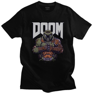 เสื้อยืดสีพื้น - ที่นิยมมากที่สุดของพิมพ์ผ้าฝ้ายบุรุษ Tshirt Doom นิรันดร์เกมฆ่ากะโหลกศีรษะขายดีทีส