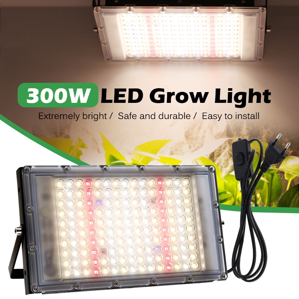 รูปภาพสินค้าแรกของ220V Full Spectrum LED Grow Light 50/100W/300W ไฟปลุกต้นไม้ ไฟช่วยต้นไม้ตัวเร็ว แสงขาว มีสวิตช์ปิดเปิด สายไฟยาว1.5M