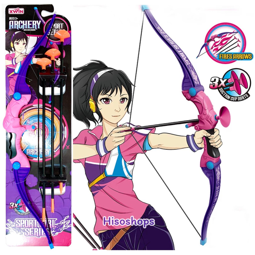 ภาพหน้าปกสินค้าArchery Bow And Arrow Set ชุดธนูของเล่นน่ารักๆ สีชมพูฟ้าหวานๆ เหมาะสำหรับหนูๆทุกเพศทุกวัย