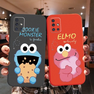 เคสโทรศัพท์มือถือ ขอบสี่เหลี่ยม ลาย Elmo Cookie Monster สําหรับ Samsung Galaxy A31 A32 4G A52 A72 5G A11 A51 A20S