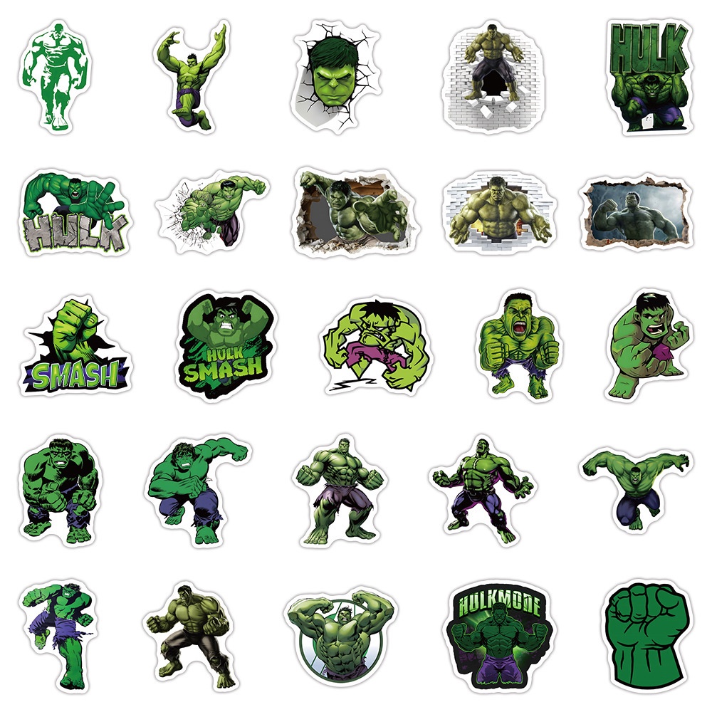 สติกเกอร์-pvc-กันน้ํา-ลายซุปเปอร์ฮีโร่-hulk-มี-50-ชิ้น