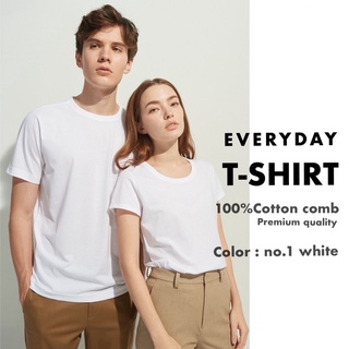 Organic cotton 100% เสื้อยืดคอกลม  [สีขาว] เสื้อยืดที่ใส่สบายที่สุด