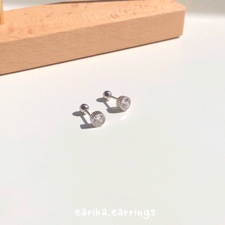 earika.earrings - venti round gemstone piercing จิวหูเงินแท้จี้เพชรเม็ดกลม (ราคาต่อชิ้น) เหมาะสำหรับคนแพ้ง่าย