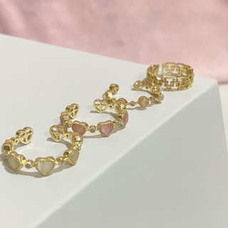 (พร้อมส่ง✨)แหวนทอง14k แหวนเกาหลี แหวนปรับขนาดได้ แหวนหินเพทาย