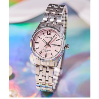 นาฬิกา Casio รุ่น LTP-1335D-5A นาฬิกาข้อมือผู้หญิง สายแสตนเลสสีเงิน หน้าปัดสีชมพู -ของแท้ 100% รับประกันสินค้า 1 ปีเต็ม