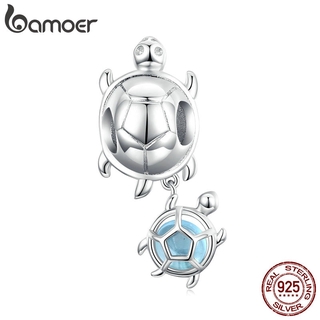 bamoer 925 Sterling Silver Sea Turtles Charm for Original Silver Plated platinum Bracelet Fine Jewelry DIY Bangle BSC332