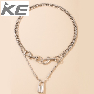 Punk Necklace Heavy Metal Lock Element MultiSilver Nightclub Necklace for girls for women low