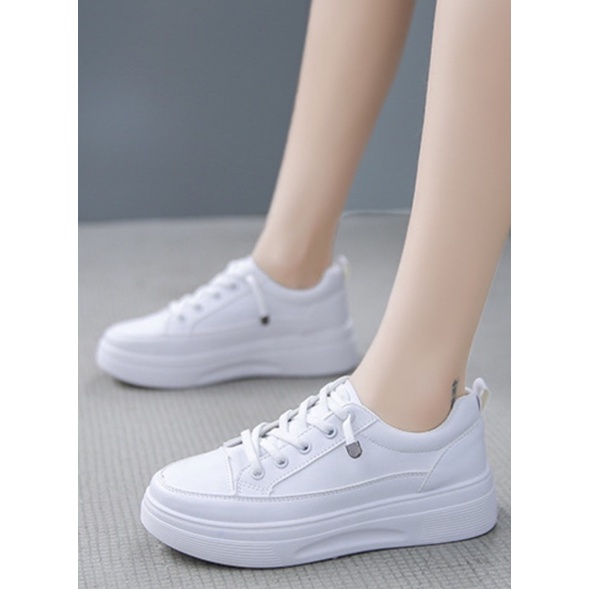 ภาพสินค้ารุ่นใหม่ MARIAN รองเท้าผ้าใบผู้หญิงขาวล้วนเสริมส้น 4.5ซม. NO.A0320 พร้อมส่ง จากร้าน marian.shop บน Shopee ภาพที่ 2