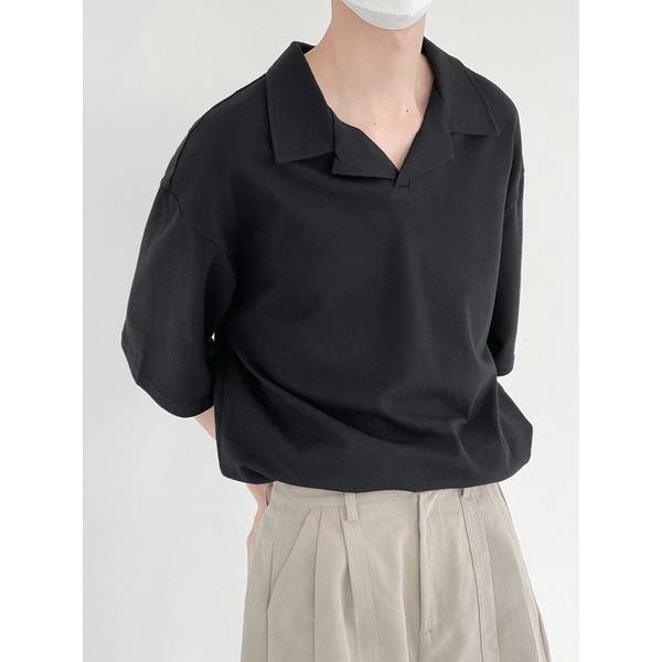 oversize-polo-for-men-2color-เสื้อโปโลคอปกแฟชั่นเกาหลี