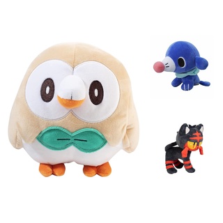 ตุ๊กตาโปเกม่อน Rowlet Litten Popplio แบบนิ่ม ขนาด 10 นิ้ว ของเล่นสําหรับเด็ก